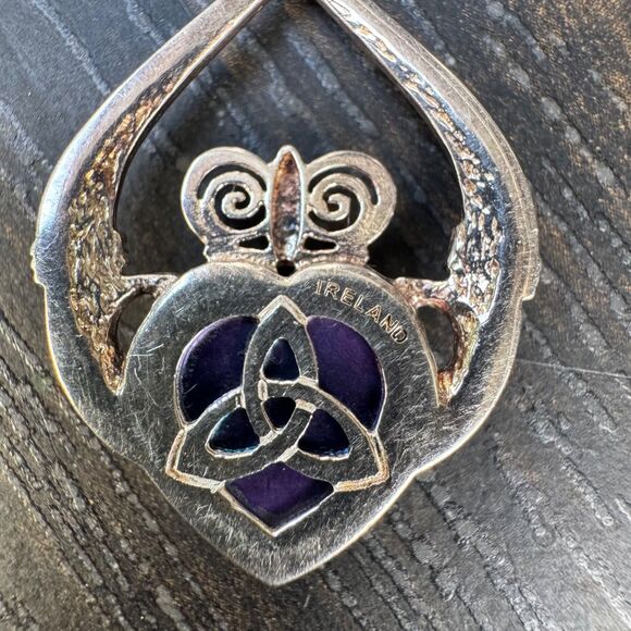 Claddagh Druzy Set: Necklace Ring & Earrings, Sea Green Drusy, JMH Ireland - Picture 9 of 17